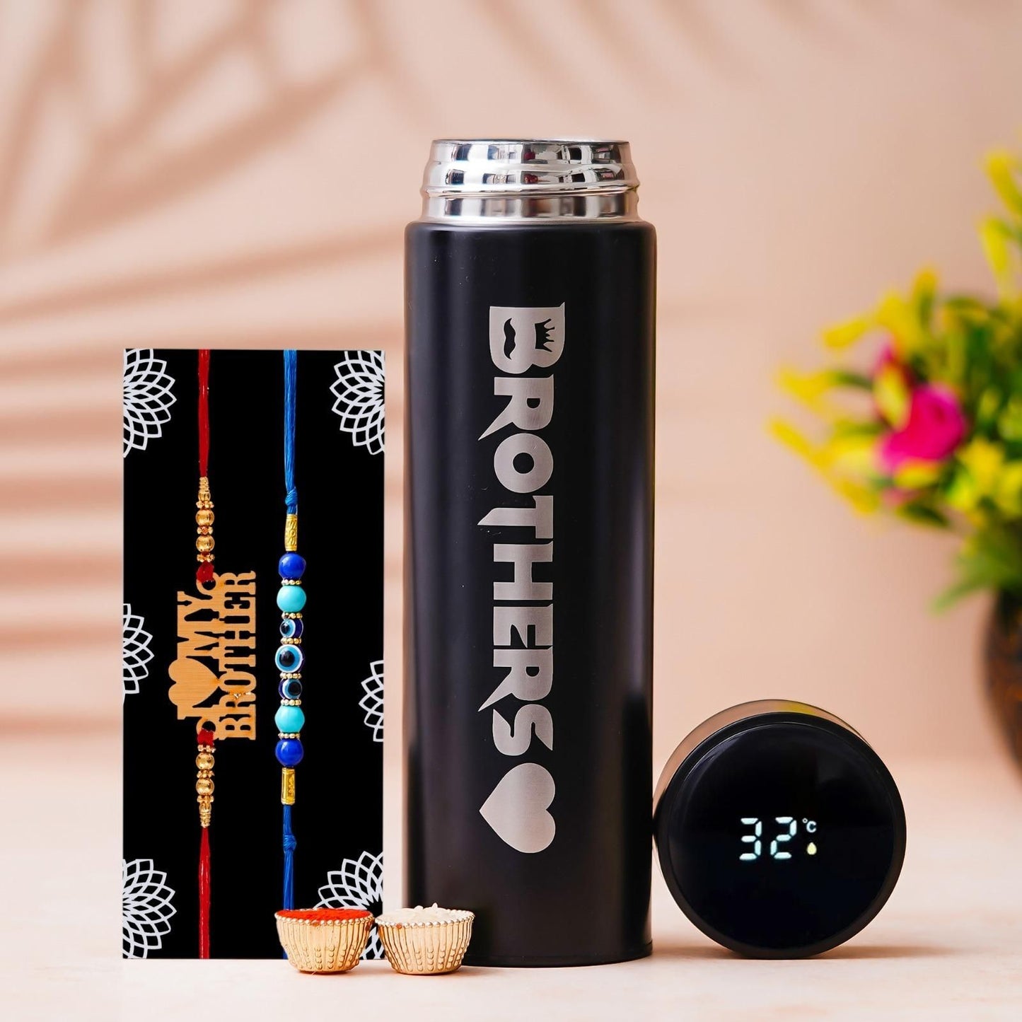 Brother Temp Bottle With 2 Rakhi (Pack of 1)