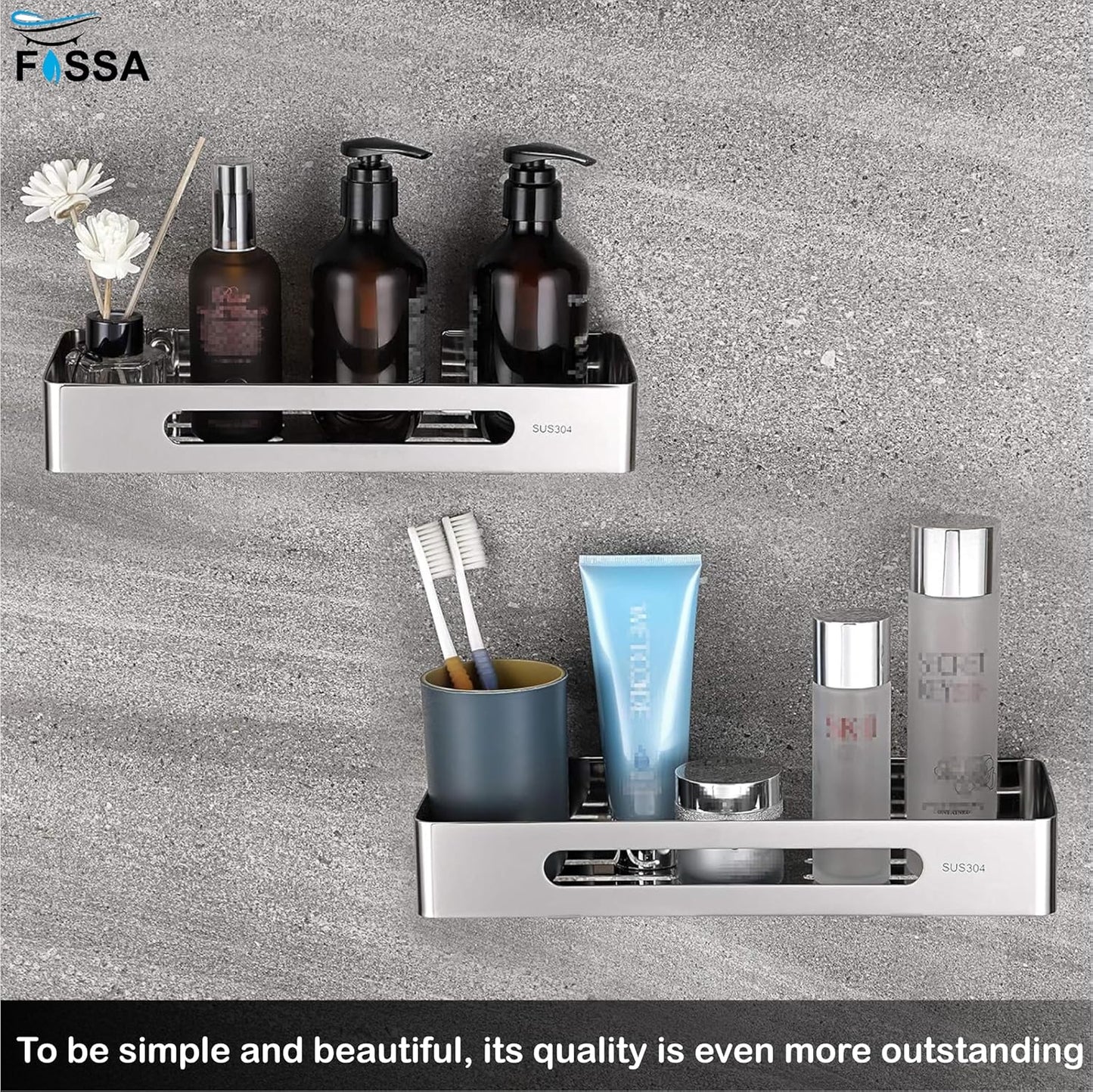 FOSSA Premium Stainless Steel Bathroom Shelf/Kitchen Shelf/Bathroom Shelf and Rack/Wall Storage Shelf/Bathroom Accessories (Silver)-4
