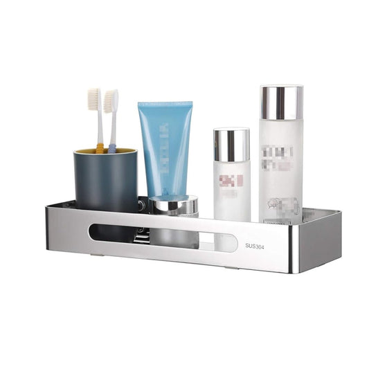 FOSSA Premium Stainless Steel Bathroom Shelf/Kitchen Shelf/Bathroom Shelf and Rack/Wall Storage Shelf/Bathroom Accessories (Silver)-0