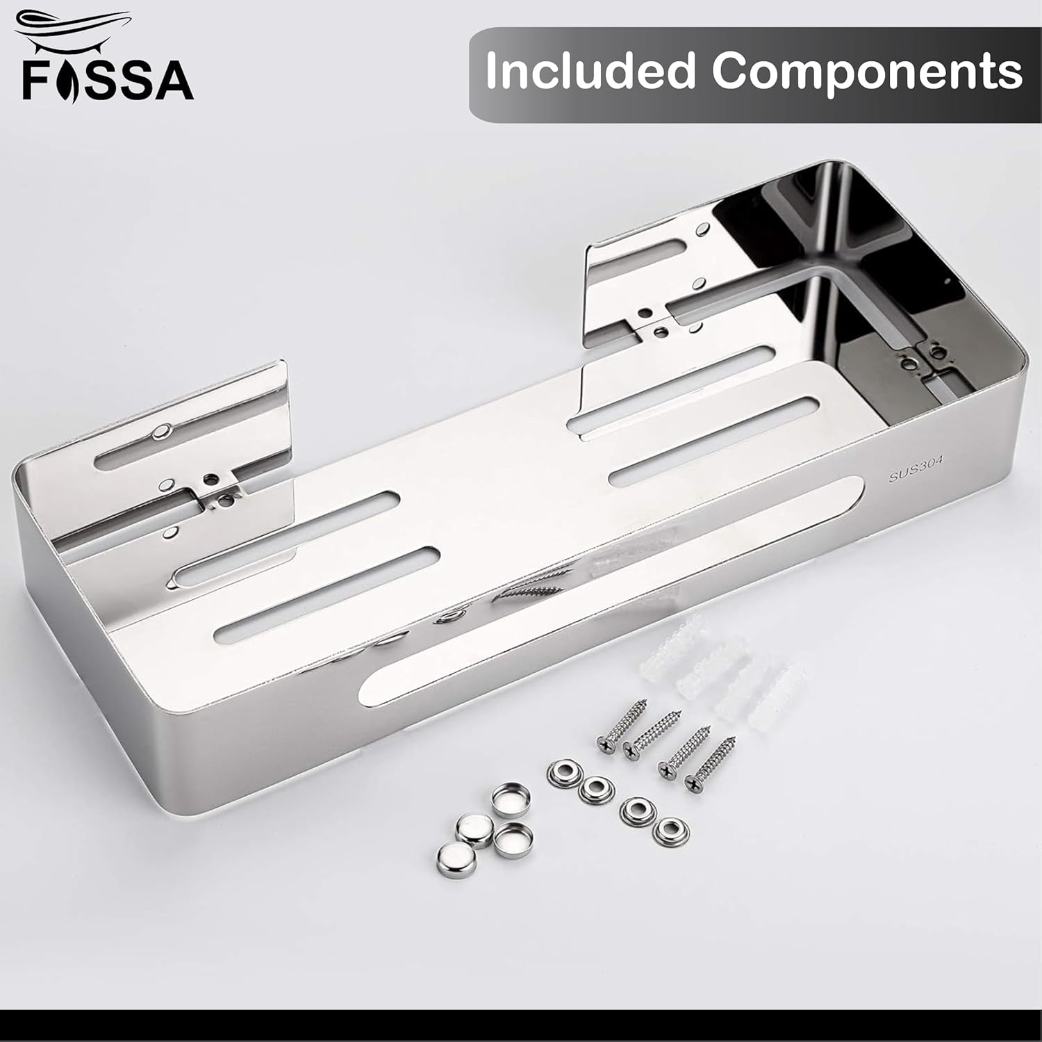 FOSSA Premium Stainless Steel Bathroom Shelf/Kitchen Shelf/Bathroom Shelf and Rack/Wall Storage Shelf/Bathroom Accessories (Silver)-2