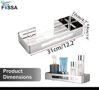 FOSSA Premium Stainless Steel Bathroom Shelf/Kitchen Shelf/Bathroom Shelf and Rack/Wall Storage Shelf/Bathroom Accessories (Silver)-1