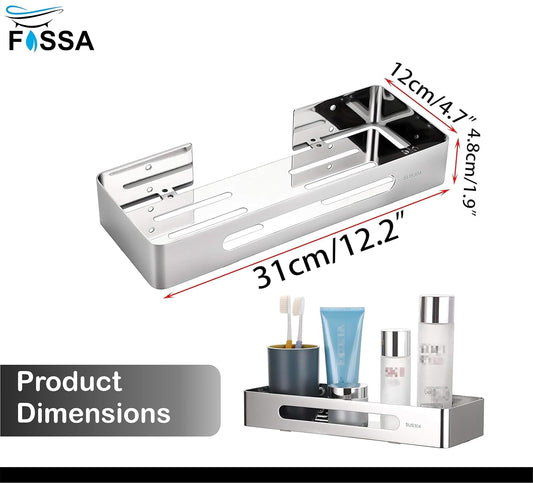 FOSSA Premium Stainless Steel Bathroom Shelf/Kitchen Shelf/Bathroom Shelf and Rack/Wall Storage Shelf/Bathroom Accessories (Silver)-1